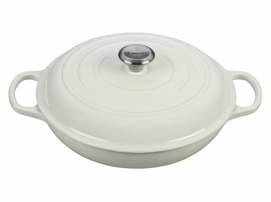Le Creuset 3.5 Qt. Signature Enameled Cast Iron Braiser With Stainless Steel Knob | White 3 Le Creuset 3.5 Qt. Signature Enameled Cast Iron Braiser With Stainless Steel Knob | White