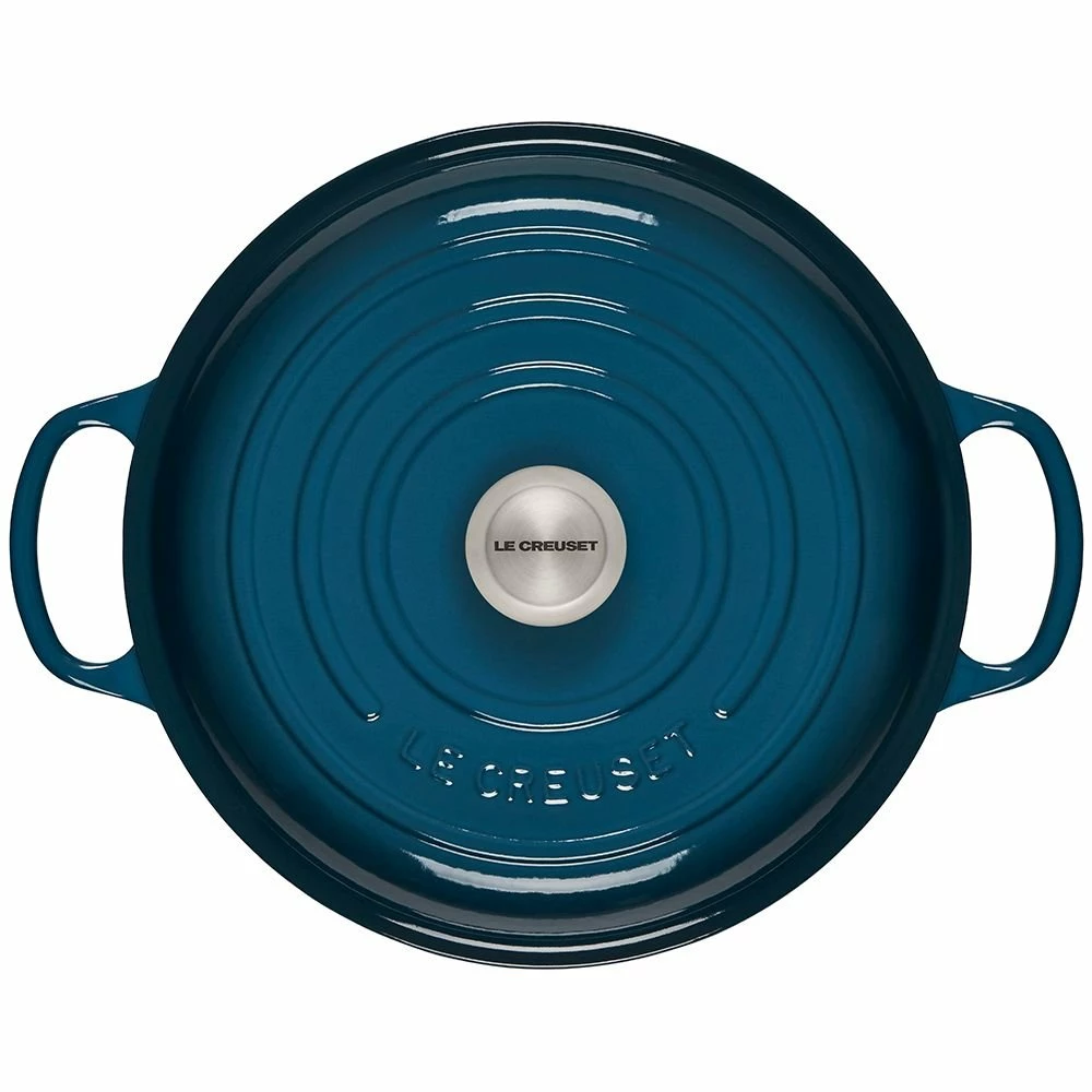 Le Creuset 3.5 Qt. Signature Braiser With Stainless Steel Knob | Deep Teal 5 Le Creuset 3.5 Qt. Signature Braiser With Stainless Steel Knob | Deep Teal - Image 3