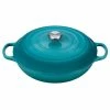 Le Creuset 5 Qt. Signature Enameled Cast Iron Braiser With Stainless Steel Knob | Caribbean Blue -Le Creuset Shop ls2532 3217ss