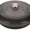 Le Creuset 5 Qt. Signature Enameled Cast Iron Braiser With Stainless Steel Knob | Oyster Grey -Le Creuset Shop ls2532 327fss le creuset 5 qt braiser oyster grey