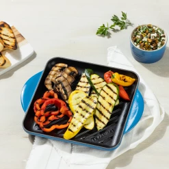 Le Creuset 9.5" Square Signature Enameled Cast Iron Grill Pan | Marseille Blue 15 Le Creuset 9.5" Square Signature Enameled Cast Iron Grill Pan | Marseille Blue -Le Creuset Shop marsgriddle6