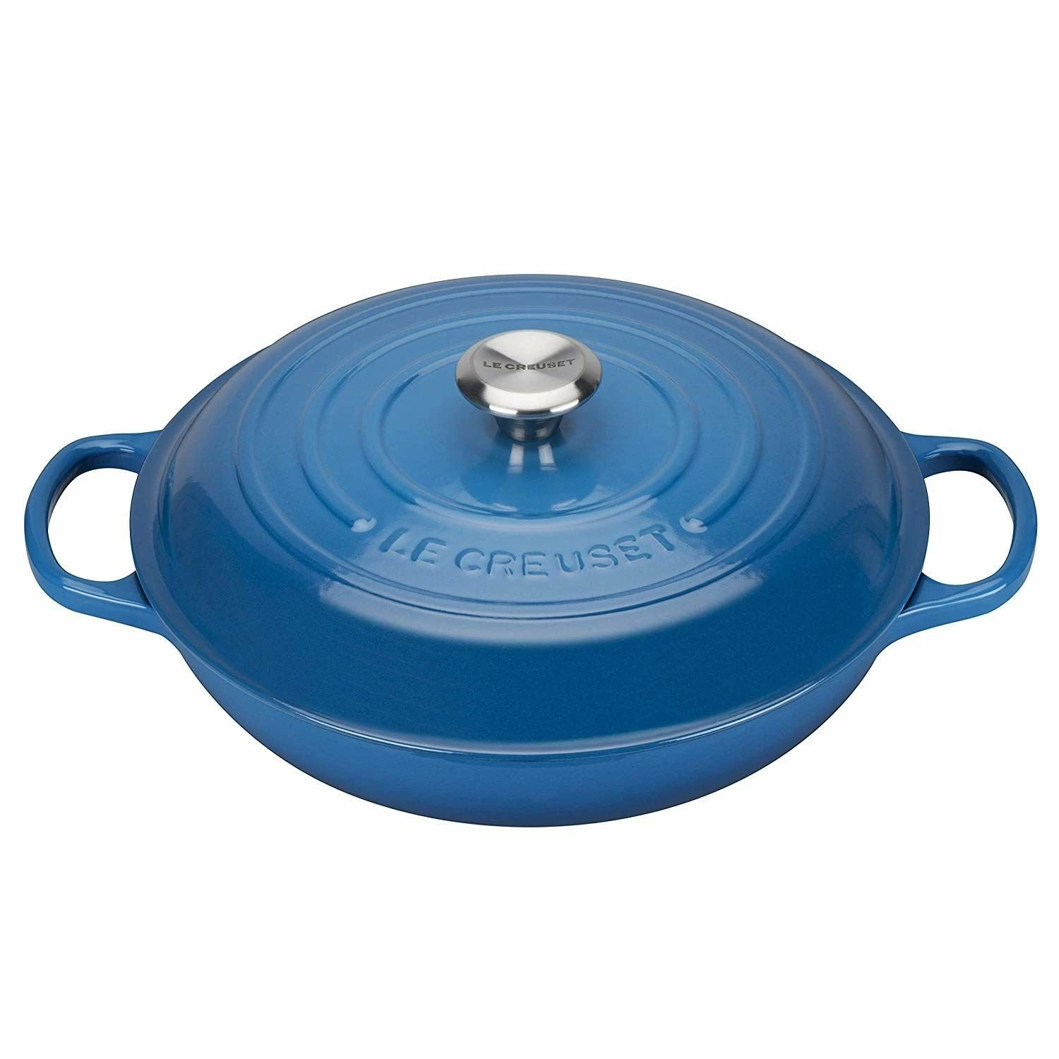 Le Creuset 2.25 Qt. Signature Enameled Cast Iron Braiser With Stainless Steel Knob | Marseille Blue 3 Le Creuset 2.25 Qt. Signature Enameled Cast Iron Braiser With Stainless Steel Knob | Marseille Blue