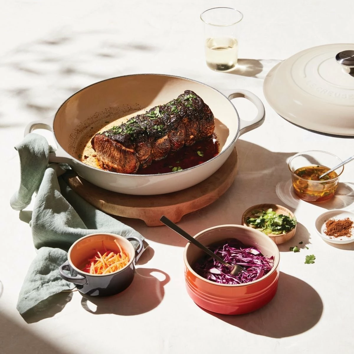 Le Creuset 3.5 Qt. Signature Enameled Cast Iron Braiser With Stainless Steel Knob | Meringue White 4 Le Creuset 3.5 Qt. Signature Enameled Cast Iron Braiser With Stainless Steel Knob | Meringue White - Image 2