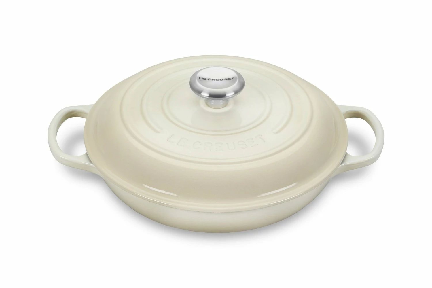 Le Creuset 2.25 Qt. Signature Enameled Cast Iron Braiser With Stainless Steel Knob | Meringue White 3 Le Creuset 2.25 Qt. Signature Enameled Cast Iron Braiser With Stainless Steel Knob | Meringue White