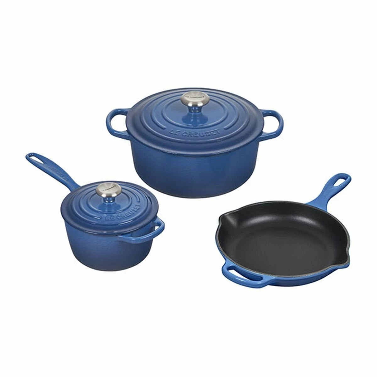 Le Creuset 5-Piece Signature Cookware Set With Stainless Steel Knobs | Marseille Blue 3 Le Creuset 5-Piece Signature Cookware Set With Stainless Steel Knobs | Marseille Blue