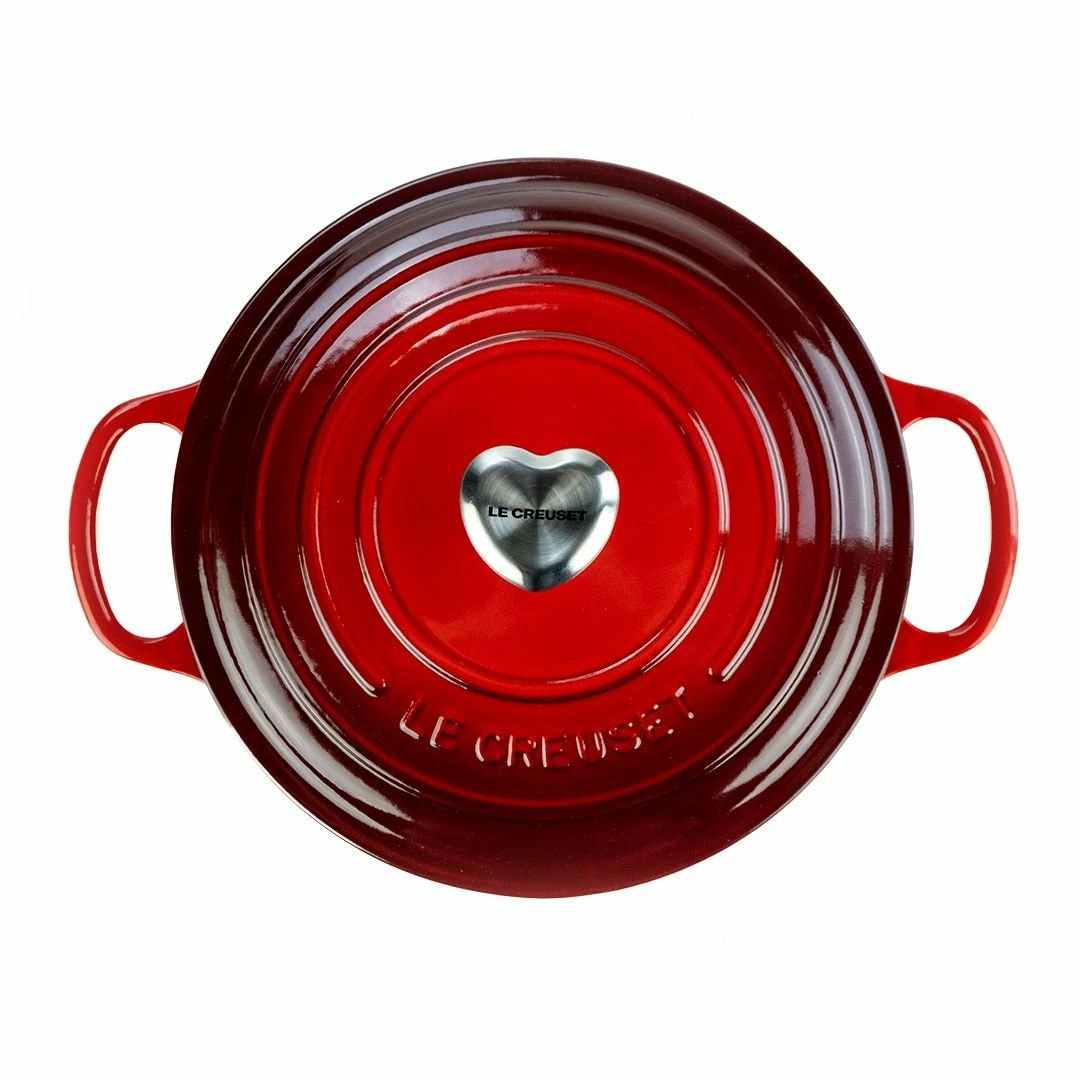 Le Creuset 3.5 Qt. Round Signature Dutch Oven With Stainless Steel Heart Knob | Cerise/Cherry Red 5 Le Creuset 3.5 Qt. Round Signature Dutch Oven With Stainless Steel Heart Knob | Cerise/Cherry Red - Image 3