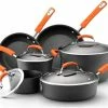 Rachael Ray Hard Anodized II Cookware Set W/ Orange Handles: 10pc 1 Rachael Ray Hard Anodized II Cookware Set W/ Orange Handles: 10pc -Le Creuset Shop rachael ray cookware hard anodized ii aluminum 10pc set orange handles 87375 compressed