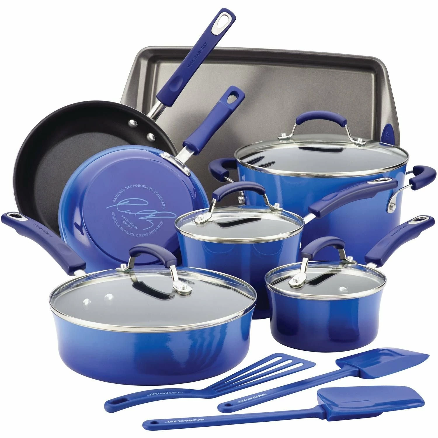 Rachael Ray Blue Gradient 14 Piece Enamel Cookware Set 3 Rachael Ray Blue Gradient 14 Piece Enamel Cookware Set
