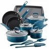 Rachael Ray Marine Blue 14 Piece Enamel Cookware Set 2 Rachael Ray Marine Blue 14 Piece Enamel Cookware Set -Le Creuset Shop rachael ray 14 piece cookware set marine blue