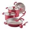 Rachael Ray 8-Piece Enameled Stacking Cookware Set | Red Shimmer 1 Rachael Ray 8-Piece Enameled Stacking Cookware Set | Red Shimmer -Le Creuset Shop redshim1