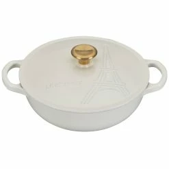 Le Creuset 2.5Qt Signature Cocotte Eiffel Tower Collection | White