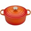 Le Creuset 5.5 Qt. Round Signature Cast Iron Dutch Oven With Stainless Steel Knob | Flame Orange 2 Le Creuset 5.5 Qt. Round Signature Cast Iron Dutch Oven With Stainless Steel Knob | Flame Orange -Le Creuset Shop rs10273 ls2501 262