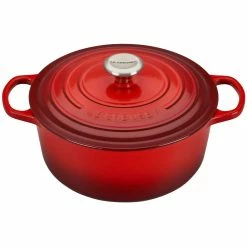 Le Creuset 5.5 Qt. Round Signature Cast Iron Dutch Oven With Stainless Steel Knob | Cerise/Cherry Red
