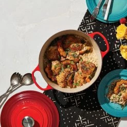 Le Creuset 5.5 Qt. Round Signature Cast Iron Dutch Oven With Stainless Steel Knob | Cerise/Cherry Red -Le Creuset Shop rs11037 lca q1 onepotmeal ret