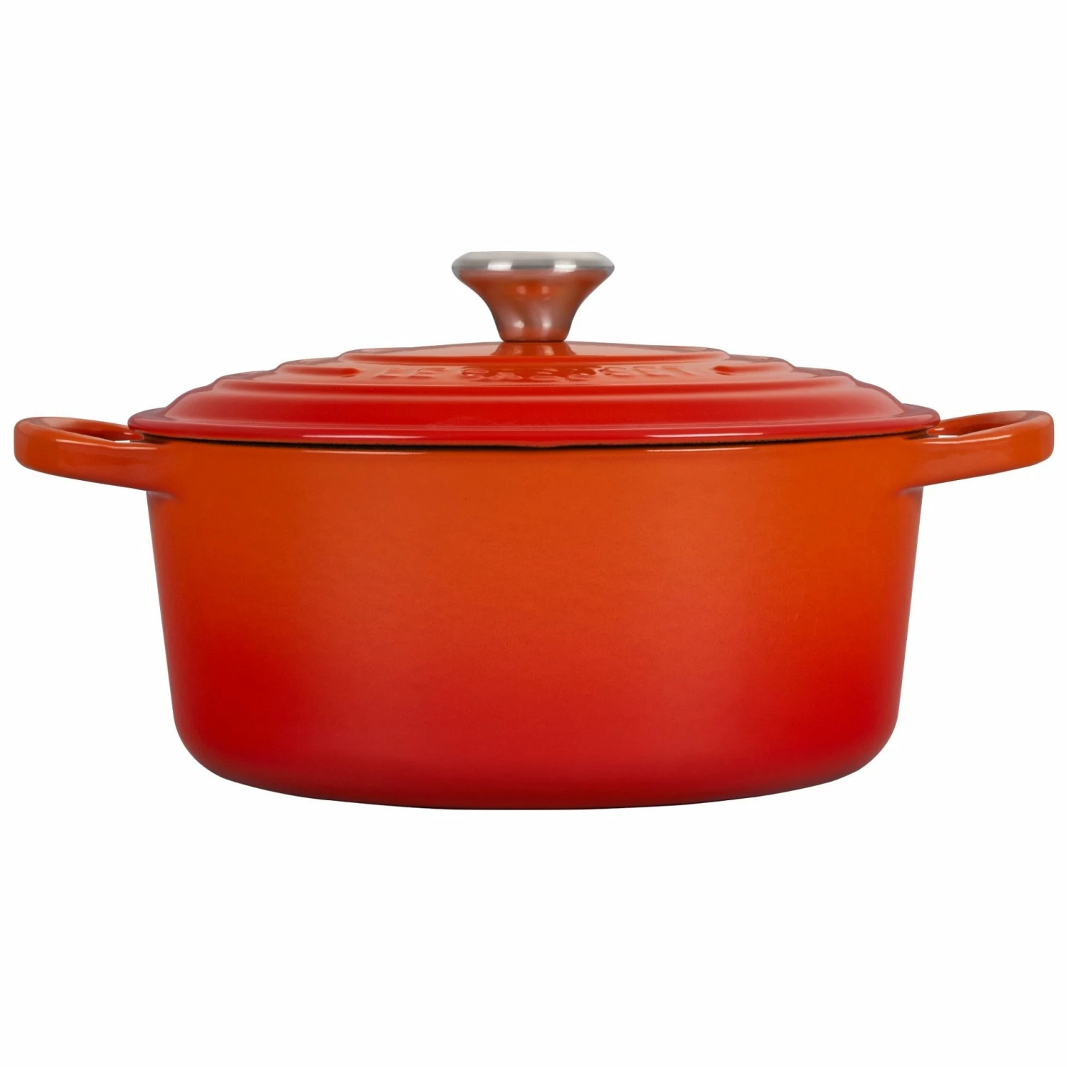 Le Creuset 3.5 Qt. Round Signature Dutch Oven With Stainless Steel Knob | Flame Orange 4 Le Creuset 3.5 Qt. Round Signature Dutch Oven With Stainless Steel Knob | Flame Orange - Image 2