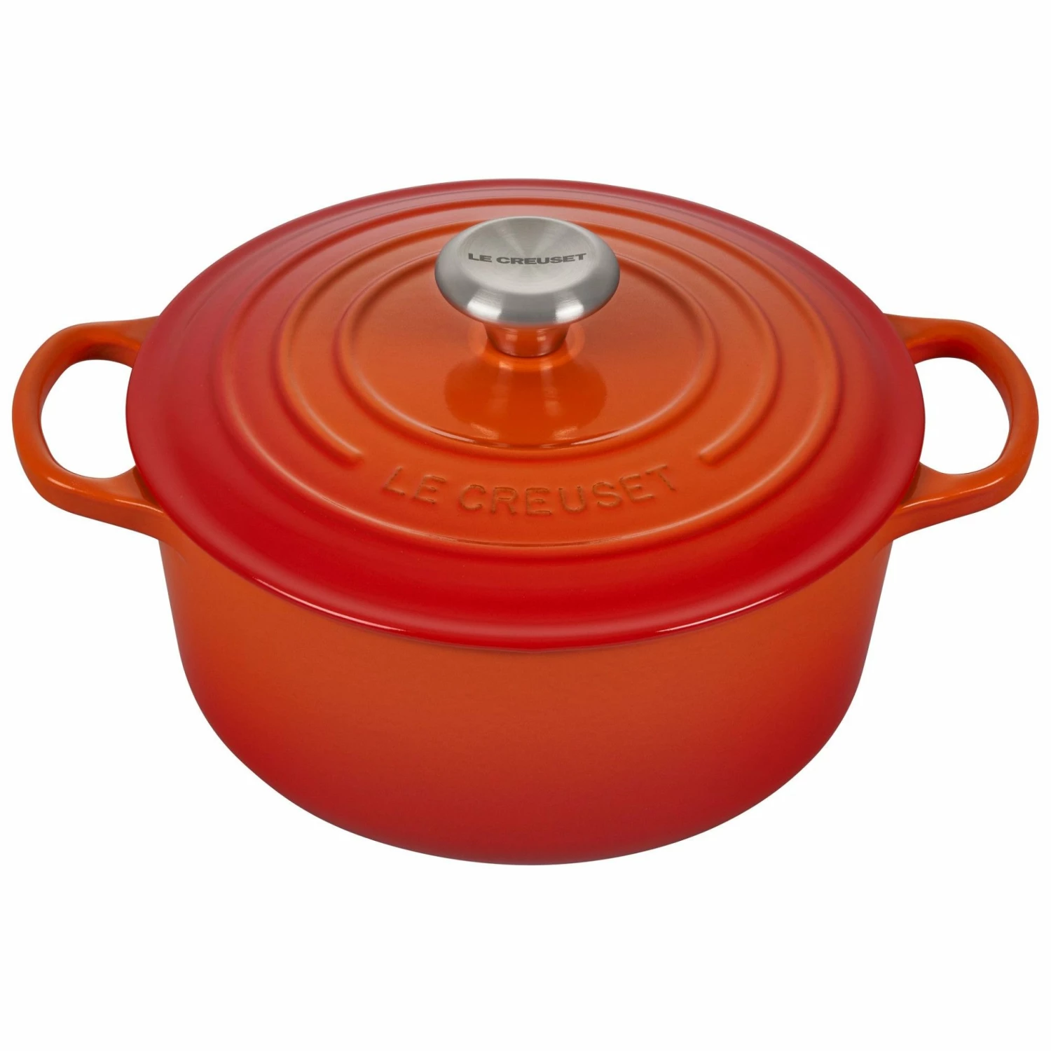 Le Creuset 4.5 Qt. Round Signature Dutch Oven With Stainless Steel Knob | Flame Orange 3 Le Creuset 4.5 Qt. Round Signature Dutch Oven With Stainless Steel Knob | Flame Orange