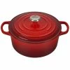 Le Creuset 3.5 Qt. Round Signature Dutch Oven With Stainless Steel Knob | Cerise/Cherry Red -Le Creuset Shop rs11195 ls2501 2267ss
