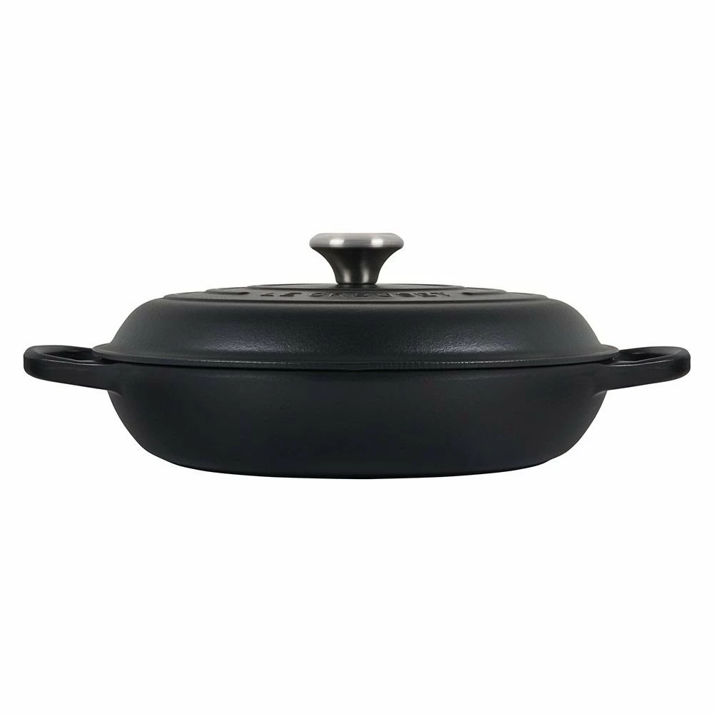 Le Creuset 3.5 Qt. Signature Enameled Cast Iron Braiser With Stainless Steel Knob | Licorice 4 Le Creuset 3.5 Qt. Signature Enameled Cast Iron Braiser With Stainless Steel Knob | Licorice - Image 2