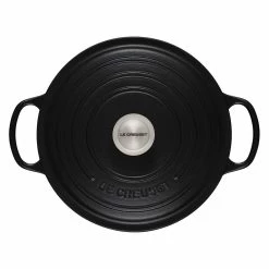 Le Creuset 5.5 Qt. Round Signature Dutch Oven With Stainless Steel Knob | Licorice -Le Creuset Shop rs11818 ls2501 2620ss 3 lpr