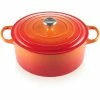Le Creuset 7.25 Qt. Round Signature Dutch Oven With Stainless Steel Knob | Flame Orange -Le Creuset Shop rs11934 lc 20200311 fr ps os 21177300902430 001b 1