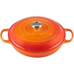 Le Creuset 3.5 Qt. Signature Enameled Cast Iron Braiser With Stainless Steel Knob | Flame Orange