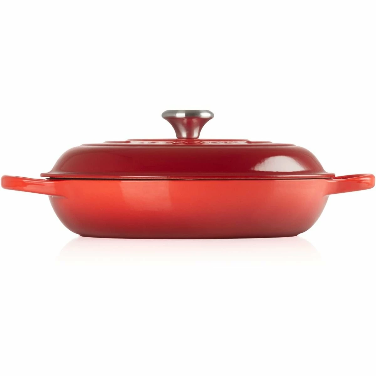 Le Creuset 3.5 Qt. Signature Enameled Cast Iron Braiser With Stainless Steel Knob | Cerise/Cherry Red 4 Le Creuset 3.5 Qt. Signature Enameled Cast Iron Braiser With Stainless Steel Knob | Cerise/Cherry Red - Image 2