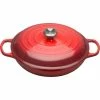 Le Creuset 3.5 Qt. Signature Enameled Cast Iron Braiser With Stainless Steel Knob | Cerise/Cherry Red 1 Le Creuset 3.5 Qt. Signature Enameled Cast Iron Braiser With Stainless Steel Knob | Cerise/Cherry Red -Le Creuset Shop rs11983 rs2040 sig shallowcass 21180 30 06