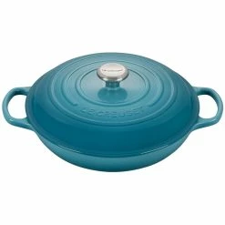 Le Creuset 3.5 Qt. Signature Enameled Cast Iron Braiser With Stainless Steel Knob | Caribbean Blue