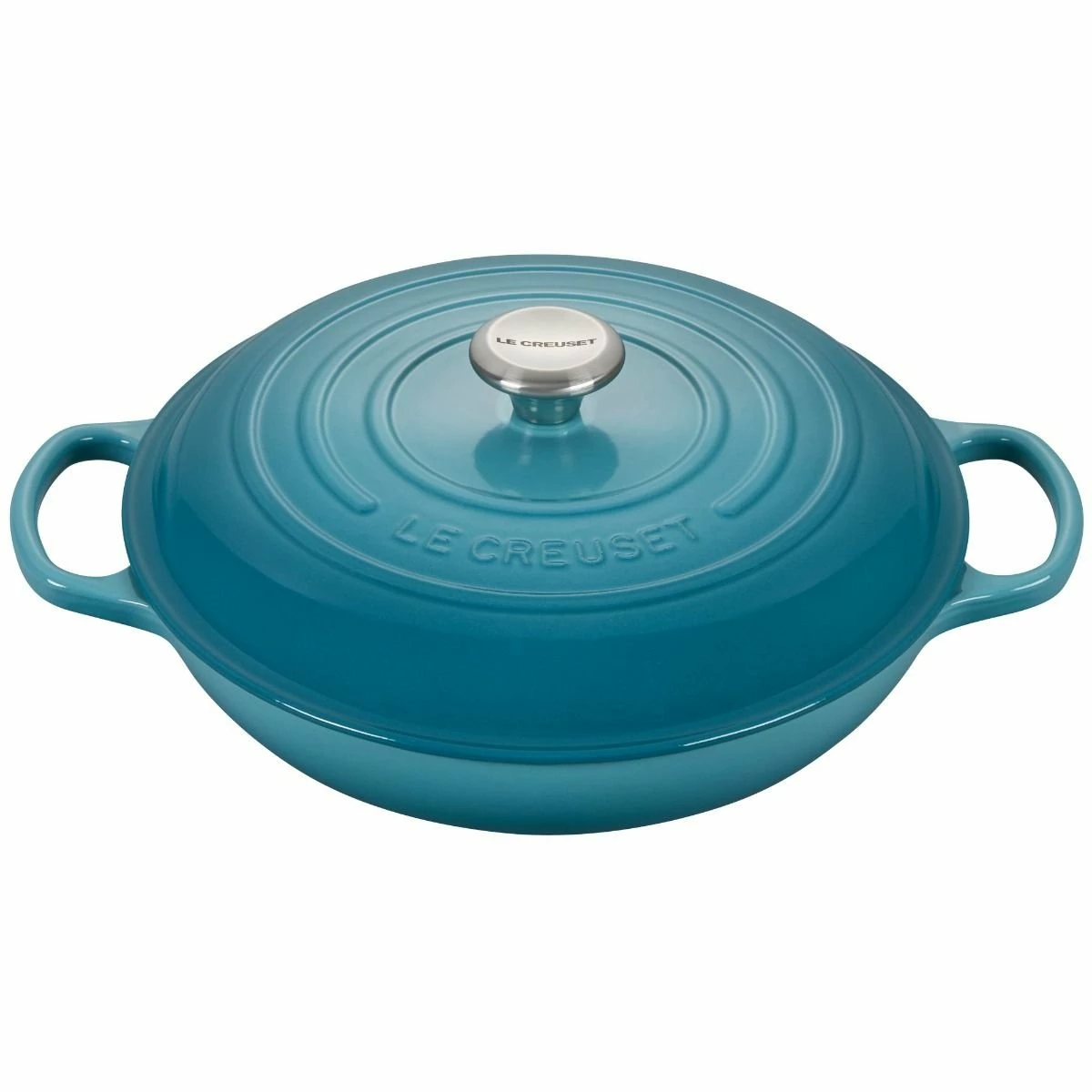 Le Creuset 3.5 Qt. Signature Enameled Cast Iron Braiser With Stainless Steel Knob | Caribbean Blue 3 Le Creuset 3.5 Qt. Signature Enameled Cast Iron Braiser With Stainless Steel Knob | Caribbean Blue