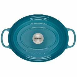 Le Creuset 6.75 Qt. Oval Signature Dutch Oven With Stainless Steel Knob | Caribbean Blue -Le Creuset Shop rs12539 ls2502 3117ss 3