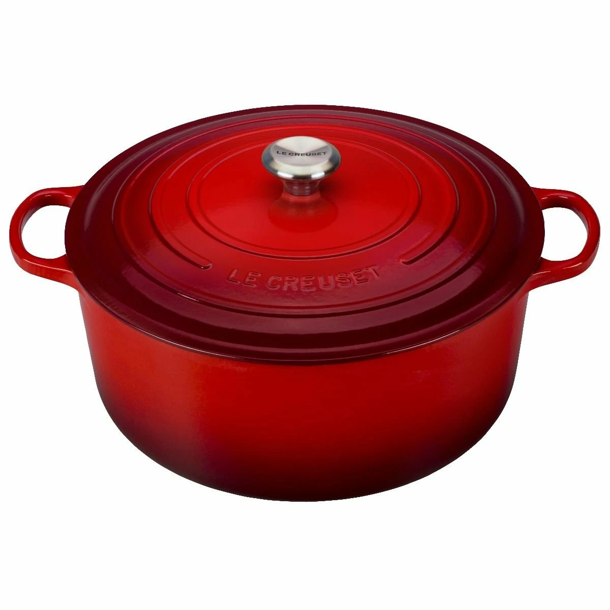 Le Creuset 13.25 Qt. Round Signature Cast Iron Dutch Oven With Stainless Steel Knob | Cerise/Cherry Red 3 Le Creuset 13.25 Qt. Round Signature Cast Iron Dutch Oven With Stainless Steel Knob | Cerise/Cherry Red