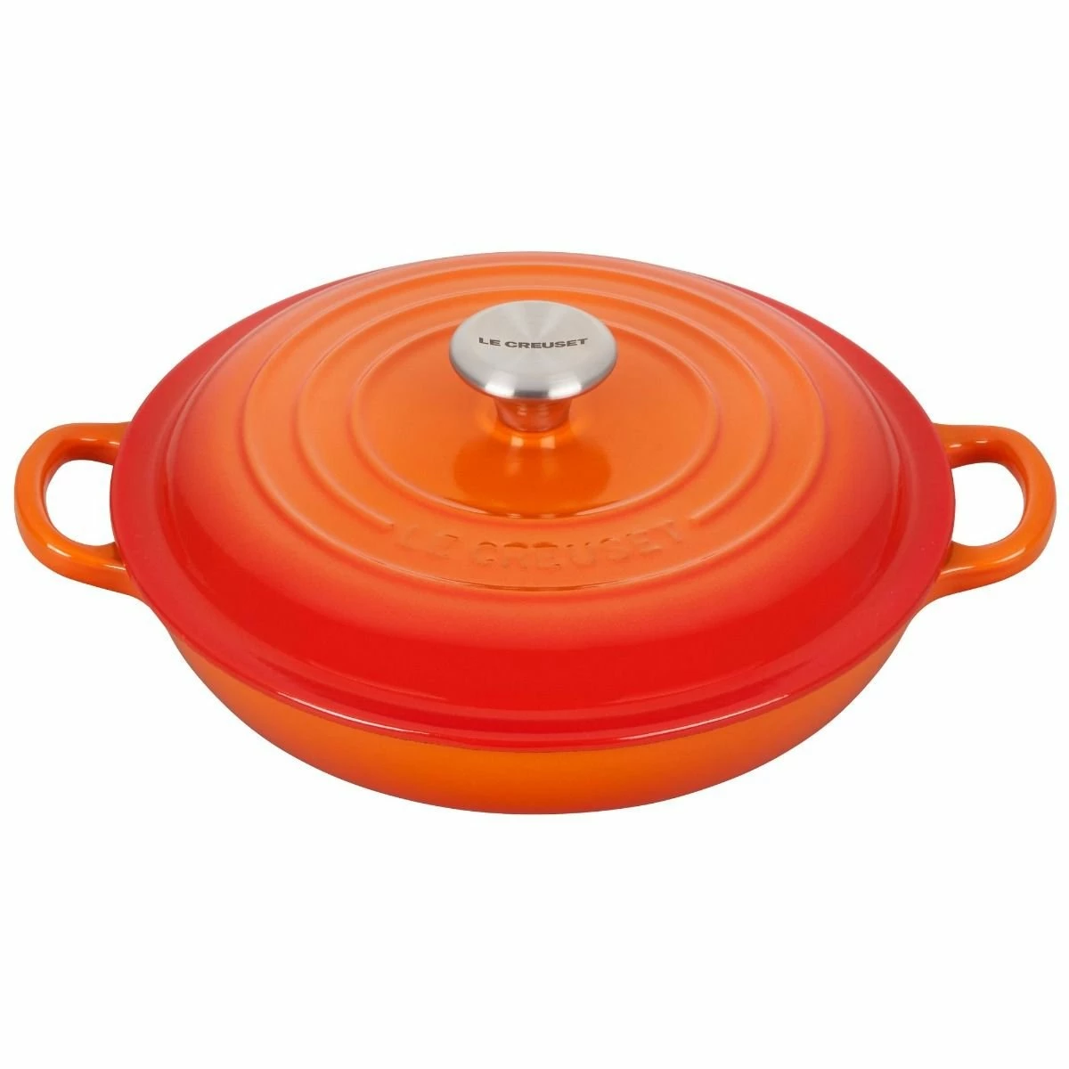 Le Creuset 1.5 Qt. Signature Enameled Cast Iron Braiser With Stainless Steel Knob | Flame Orange 3 Le Creuset 1.5 Qt. Signature Enameled Cast Iron Braiser With Stainless Steel Knob | Flame Orange