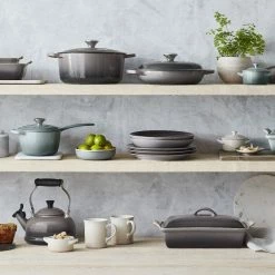 Le Creuset 5.5 Qt. Round Signature Dutch Oven With Stainless Steel Knob | Oyster Grey 10 Le Creuset 5.5 Qt. Round Signature Dutch Oven With Stainless Steel Knob | Oyster Grey -Le Creuset Shop rs16352 00 oyster le creuset shelfshot ret