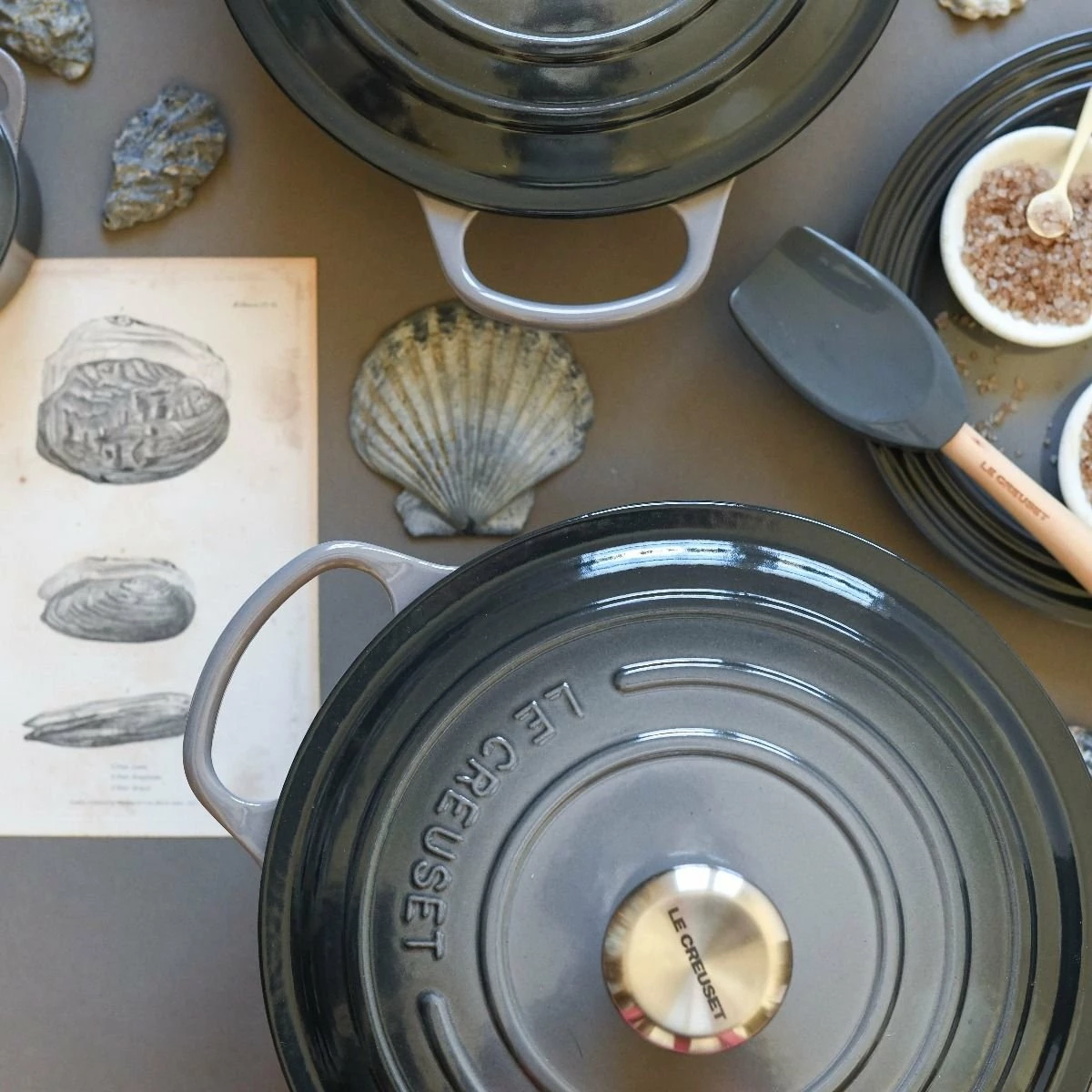 Le Creuset 5.5 Qt. Round Signature Dutch Oven With Stainless Steel Knob | Oyster Grey 4 Le Creuset 5.5 Qt. Round Signature Dutch Oven With Stainless Steel Knob | Oyster Grey - Image 2