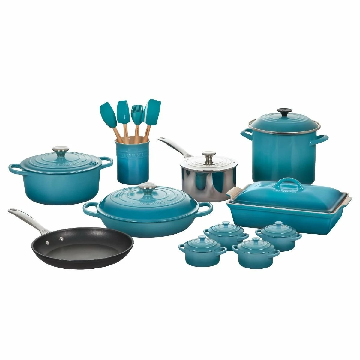 Le Creuset 20-Piece Mixed Material Cookware Set| Caribbean Blue 3 Le Creuset 20-Piece Mixed Material Cookware Set| Caribbean Blue