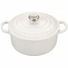 Le Creuset 3.5 Qt. Round Signature Dutch Oven With Stainless Steel Knob | White -Le Creuset Shop rs8272 ls2501 2216ss lpr
