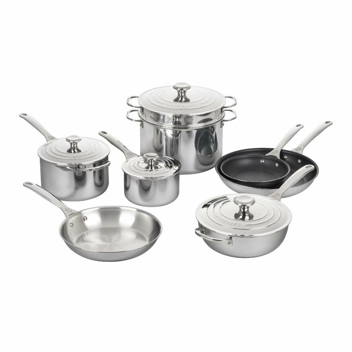 Le Creuset 12-Piece Nonstick Cookware Set | Stainless Steel 3 Le Creuset 12-Piece Nonstick Cookware Set | Stainless Steel
