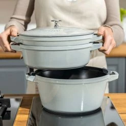 Staub Stackable Cocotte, Braiser, And Grill Pan With Lid | Graphite Grey 26 Staub Stackable Cocotte, Braiser, And Grill Pan With Lid | Graphite Grey -Le Creuset Shop stack mason comp 600 600 stackmasonry 1