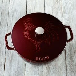 Staub 3.75 Qt. Essential French Oven With Rooster Lid | Grenadine 13 Staub 3.75 Qt. Essential French Oven With Rooster Lid | Grenadine -Le Creuset Shop staub cast iron 3 75 qt essentia