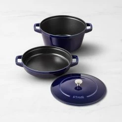 Staub Stackable Cocotte, Braiser, And Grill Pan With Lid | Dark Blue 24 Staub Stackable Cocotte, Braiser, And Grill Pan With Lid | Dark Blue -Le Creuset Shop staub stackable 3 piece set xl 1