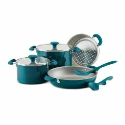 Rachael Ray 8-Piece Enameled Stacking Cookware Set | Teal Shimmer 29 Rachael Ray 8-Piece Enameled Stacking Cookware Set | Teal Shimmer -Le Creuset Shop teal10