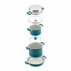 Rachael Ray 8-Piece Enameled Stacking Cookware Set | Teal Shimmer 21 Rachael Ray 8-Piece Enameled Stacking Cookware Set | Teal Shimmer -Le Creuset Shop teal9